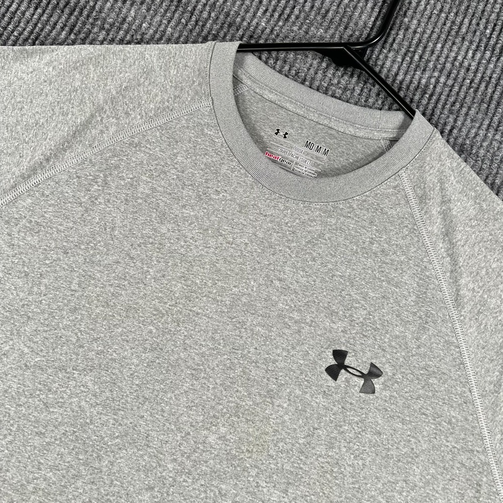 Under Armour Shirt Mens Medium Gray Short Sleeve HeatGear Athletic Workout Gym